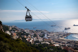 Cable Car And View Of Africa And Bay Of Gibraltar